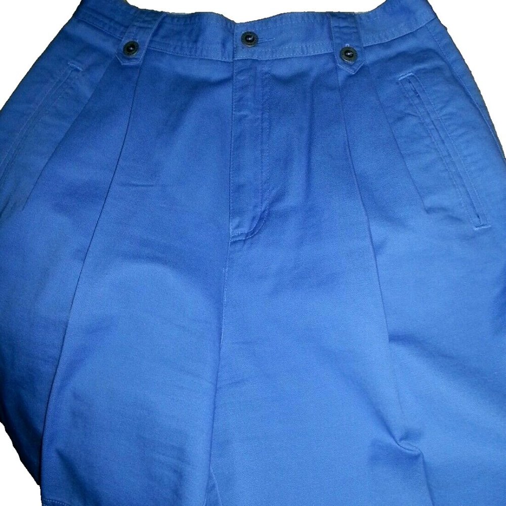 Vintage Lizsport 90s High Waist Pleated Wide Leg Shorts Blue 6